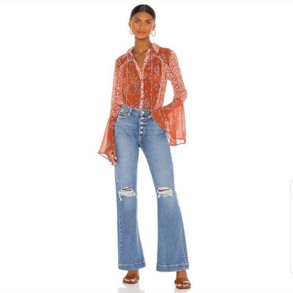 Free people sheer bell sleeve blouse